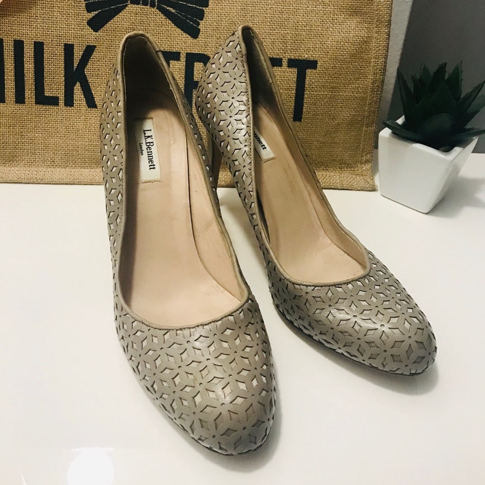 L.K. Bennett almond rounded toe pumps